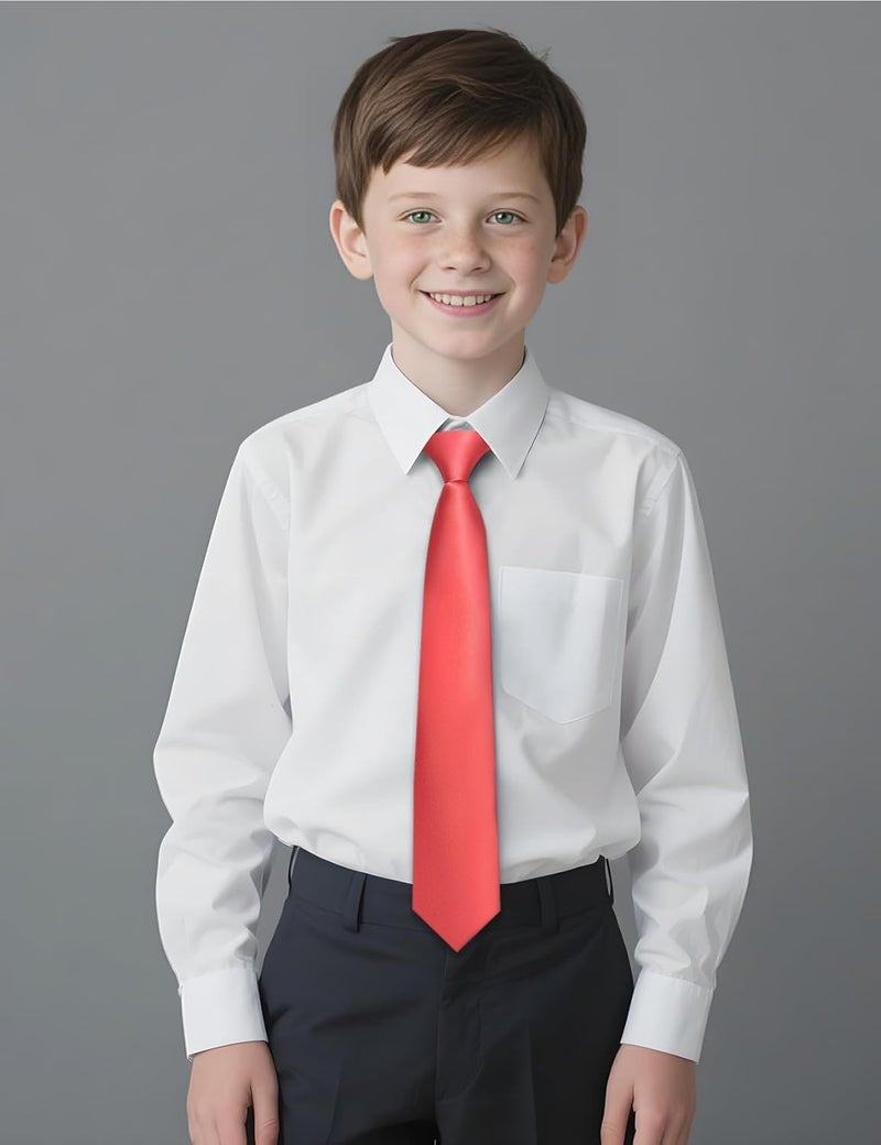 Ailisus Store Boys Tie Solid Color Silk Satin Pre-tied Kids Necktie for Age 8-12 Adjustable Formal Wedding School Graduation - Image 2